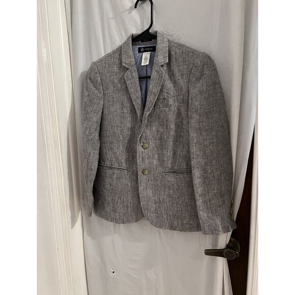 J Crew Crew Cuts Gray Linen Kids Two Button Blazer Sz 10 Lined - Picture 1 of 7